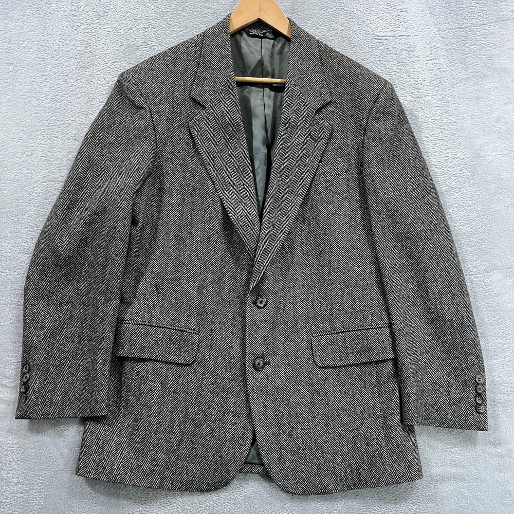 Vintage John Alexander Blazer Mens 38R Wool Tweed 2 Button 90s Preppy‎